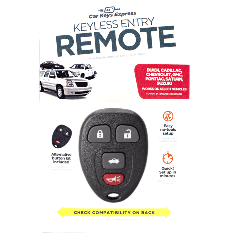 keyless entry remote for select buick cadillac chevrolet gmc pontiac saturn and suzuki vehicles 4 button remote fob gmrm mz0re kit tom s key company 2 29846882386173