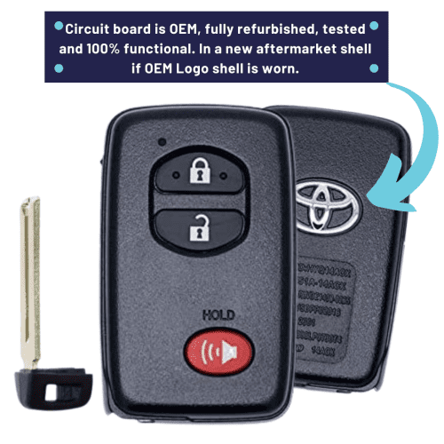 refurbished oem 2010 2019 toyota 4runner 3 button smart key fob refurbished oem hyq14acx 3b fob black tom s key company 29824628916477