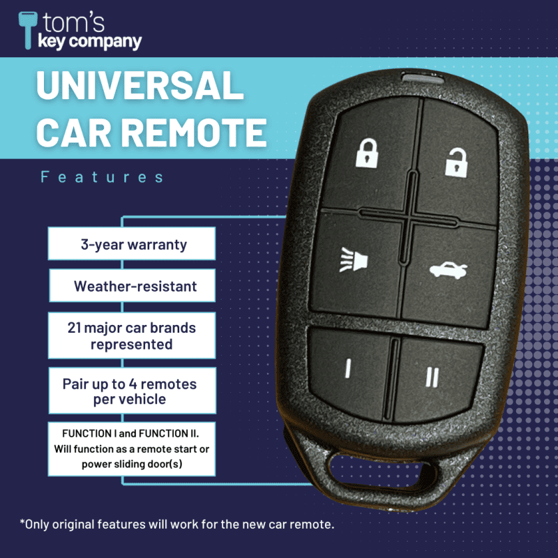 replacement car remote for hundreds of vehicles keyless entry fob for select vehicles from many manufacturers unrm 61re univ remote 6b tom s key company 1 29673525412093