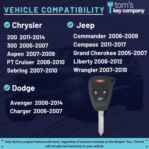 simple key programmer for chrysler dodge jeep with a 4 button remote key with trunk relase tom s key company 2 29079694409981