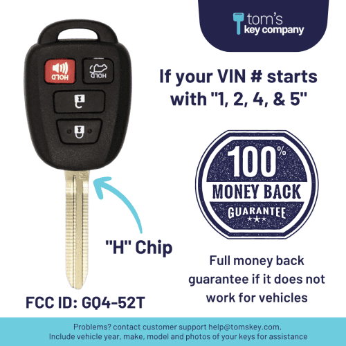 toyota rav4 key and remote h chip key with 4 button remote gq452t 4b h tom s key company 4 31905606762749
