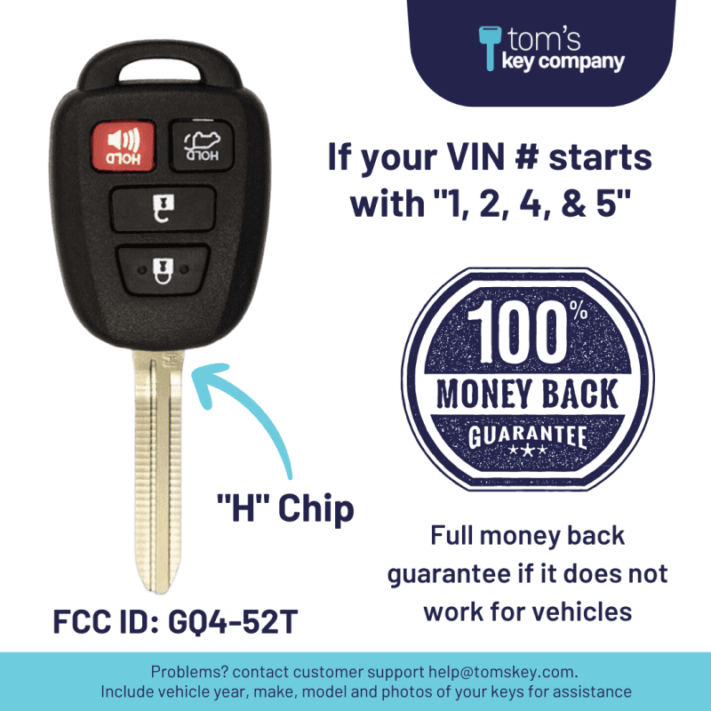 toyota rav4 key and remote h chip key with 4 button remote gq452t 4b h tom s key company 4 31905606762749