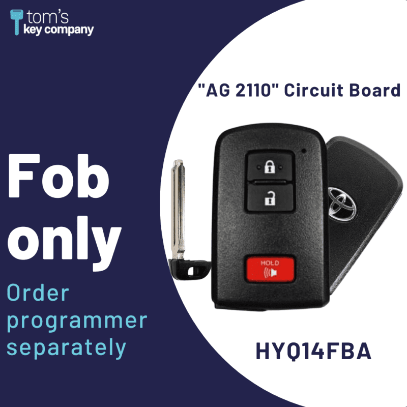 toyota tacoma land cruiser highlander and prius c smart proximity key push button start keyless remote fob with emergency key hyq14fba 3b ag2110 fob logo tom s key company 1 31795980763389